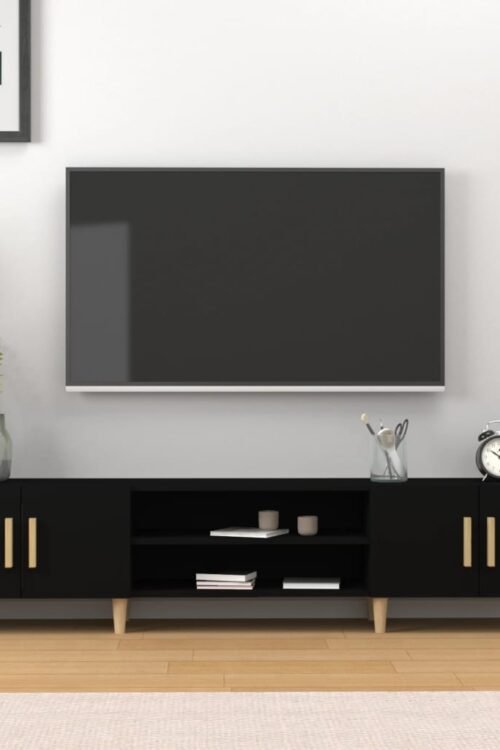 vidaXL Meuble TV noir 180×31,5×40 cm bois d’ingénierie