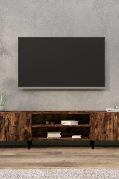 vidaXL Meuble TV chêne fumé 180×31,5×40 cm bois d’ingénierie