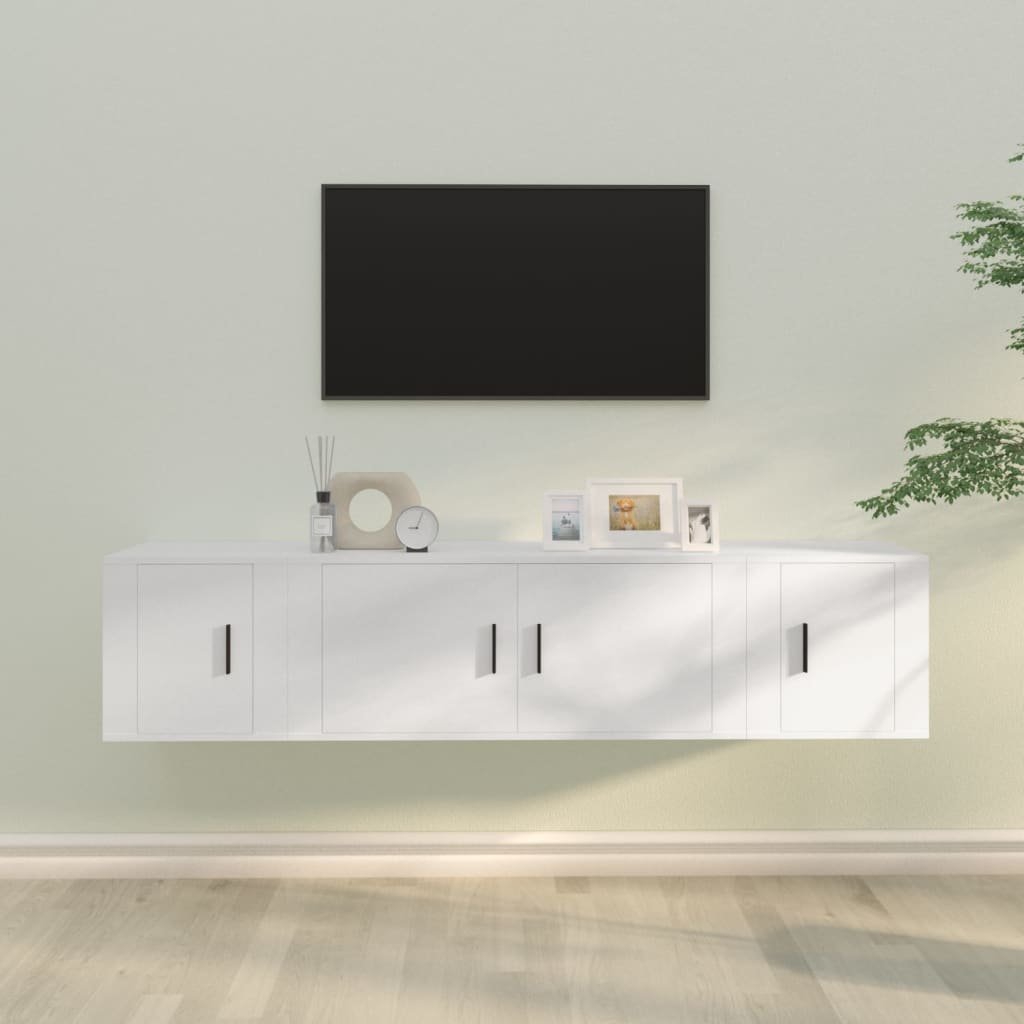 vidaXL Ensemble de meubles TV 3 pcs Blanc Bois d’ingénierie