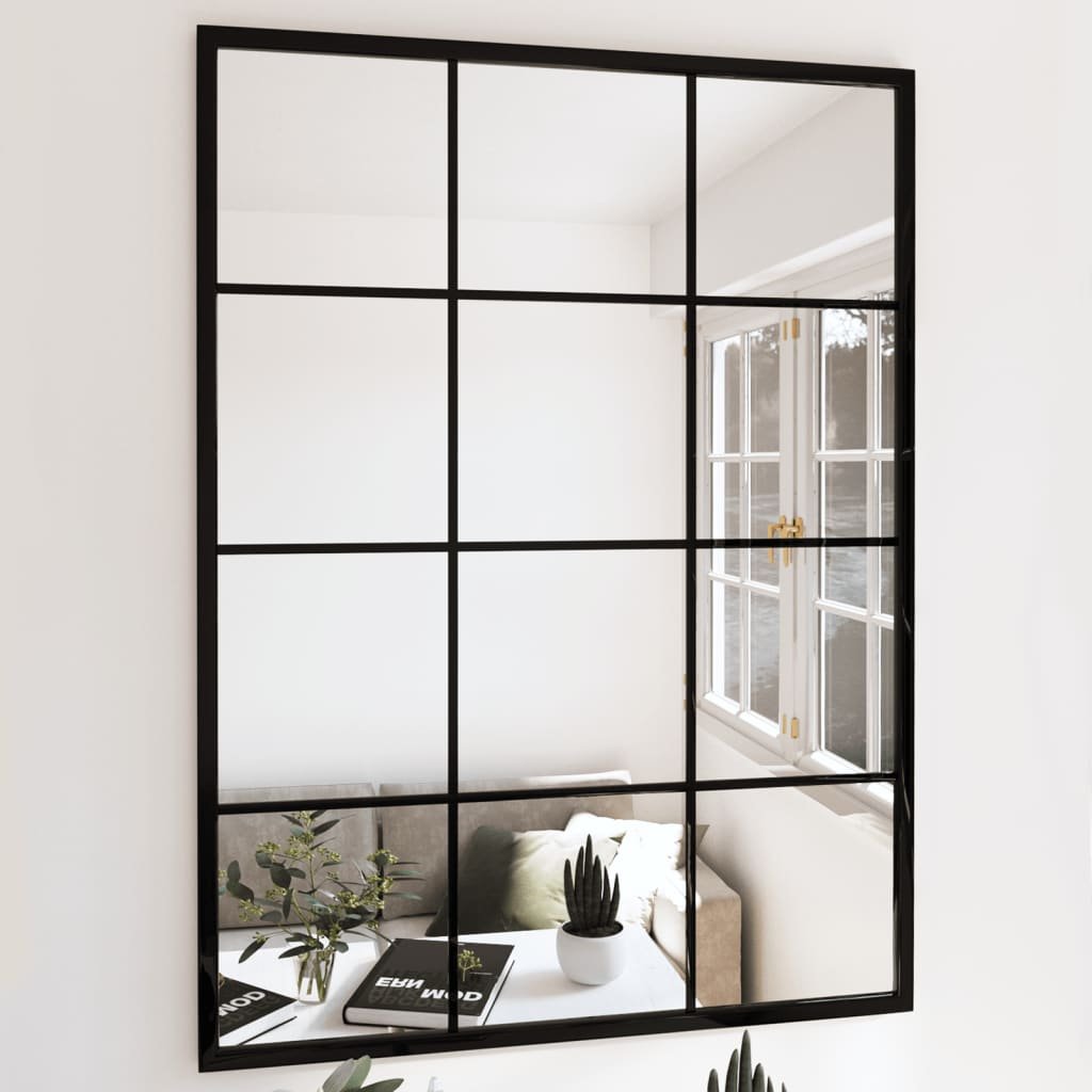 vidaXL Miroirs muraux 3 pcs noir 80×60 cm métal