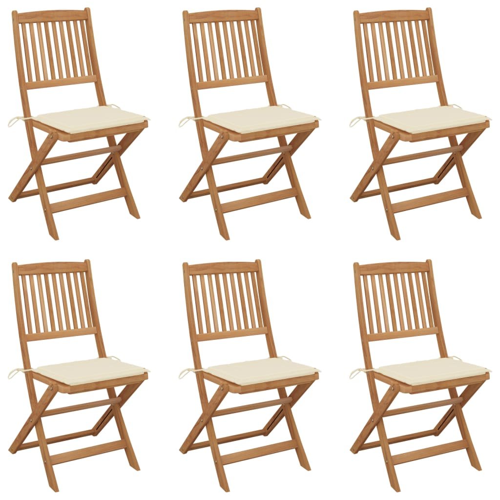 vidaXL Chaises pliables de jardin lot de 6 avec coussins Bois d’acacia