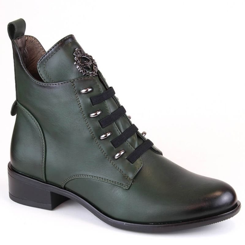 Insulated flat-heeled ankle boots Jezzi W JEZ412B green