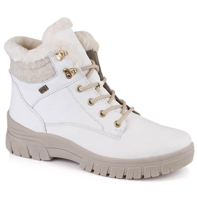 Leather waterproof boots insulated with wool Remonte W RKR628 white