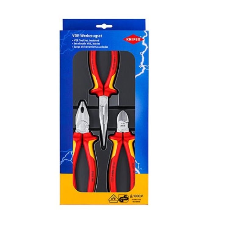 Knipex Insulated Electrician’s Pliers, Universal, Half-Round, Cutting Pliers, 3 pcs.