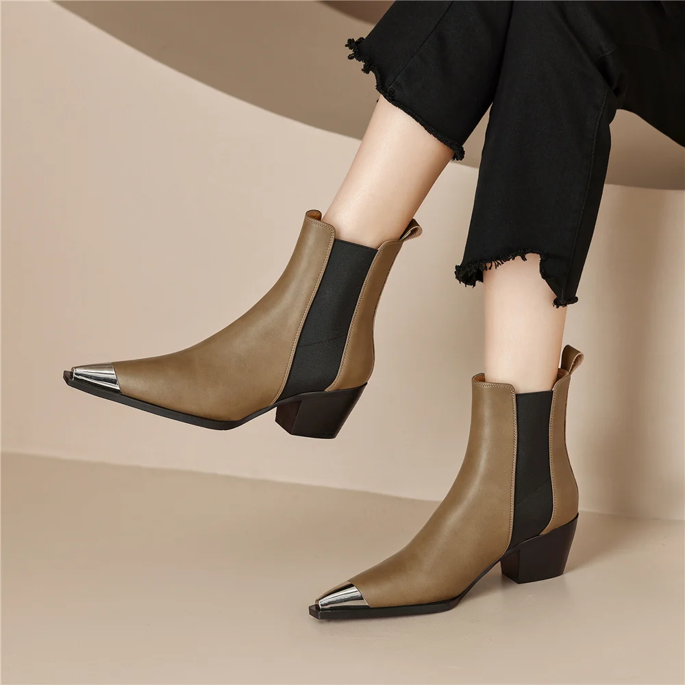 Genuine Leather Women Ankle Boots