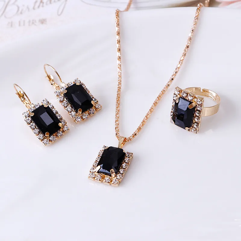Crystal Bridal Necklace Earring Ring Set