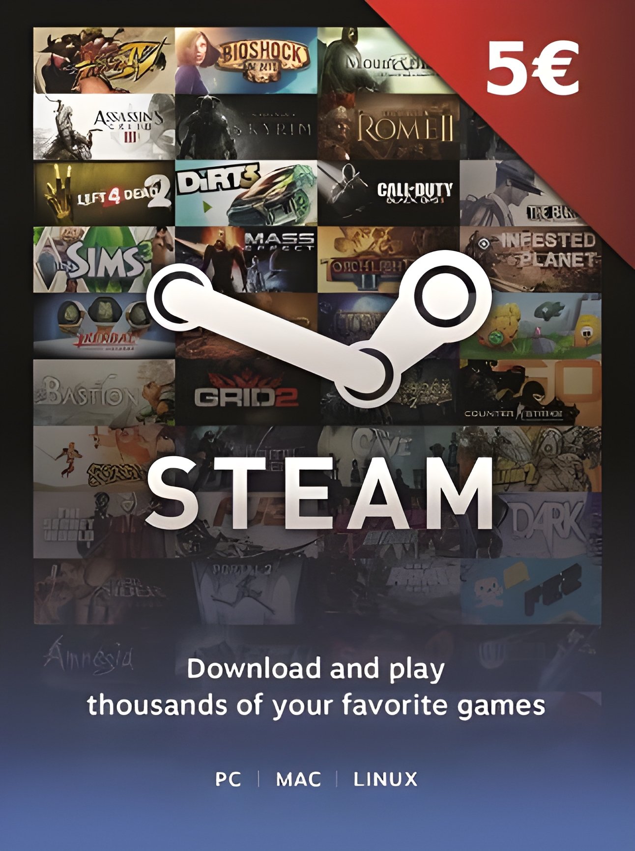 Steam Gift Card 5 EUR – Steam Key – Europe