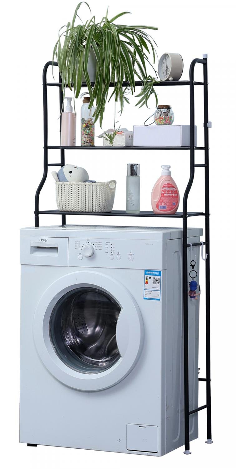 Herzberg HG-03282: 3-Tier Washing Machine And Bathroom Storage Shelf – Black
