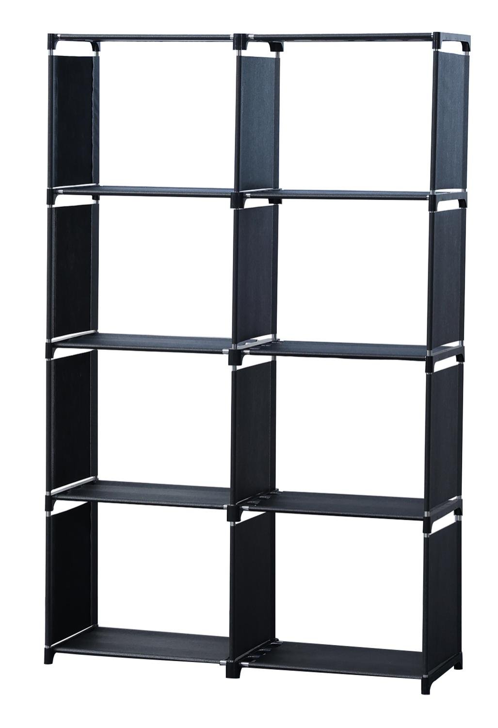 Herzberg HG-03343: 8-Layer Multi-purpose Bookshelf and Storage Rack (85x125cm) – Black