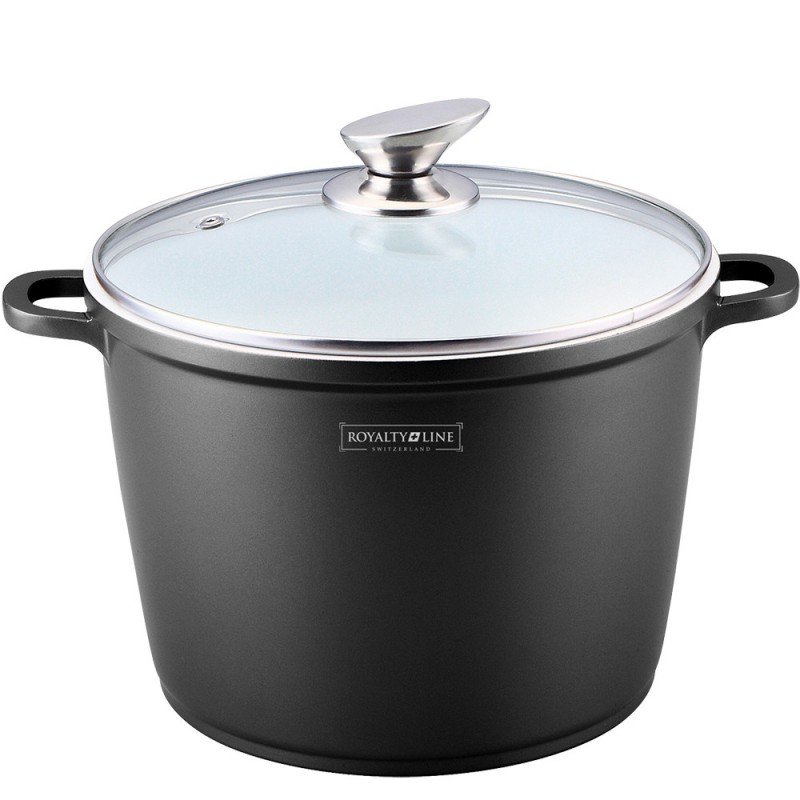 Royalty Line RL-AD24M: Marble Coated Casserole With Glass Lid – 24cm