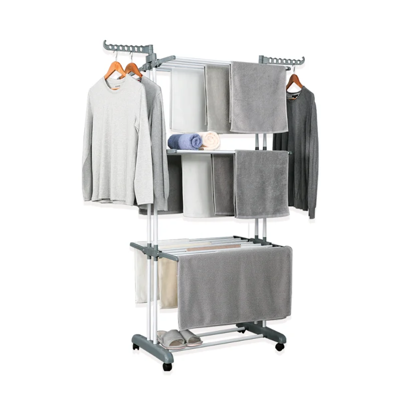 Herzberg HG-8034GRY: Moving Clothes Rack – Grey