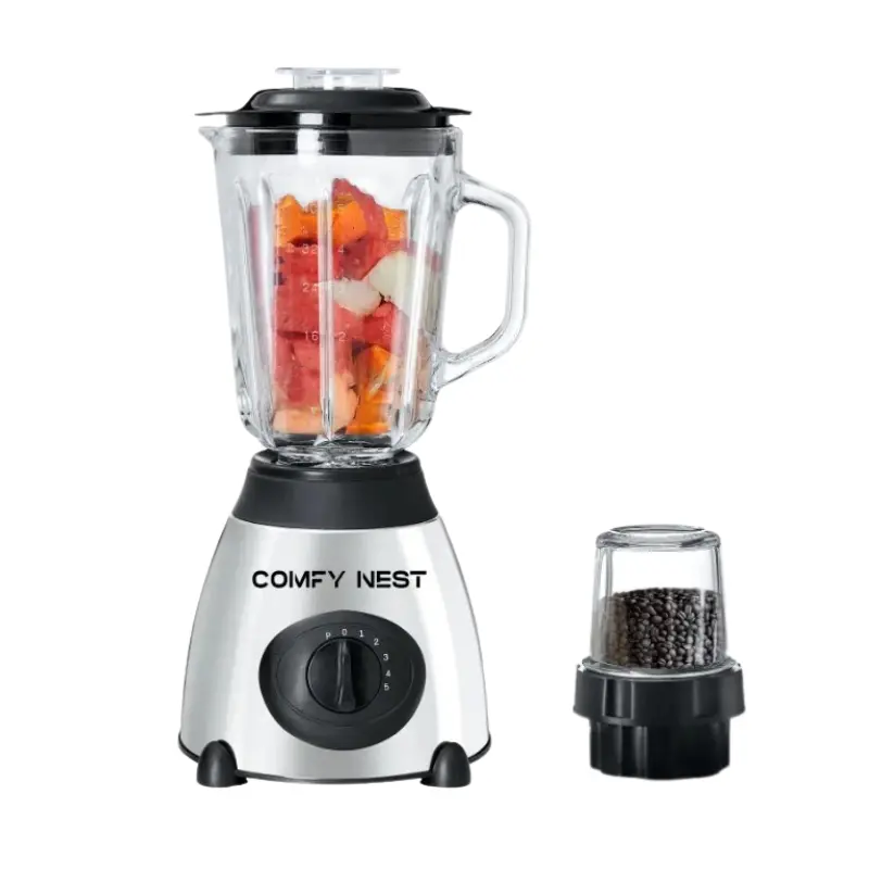 Comfy Nest CN-BLG15GRY : Mélangeur et broyeur en verre 2 en 1 800 W avec fonction impulsion – Gris