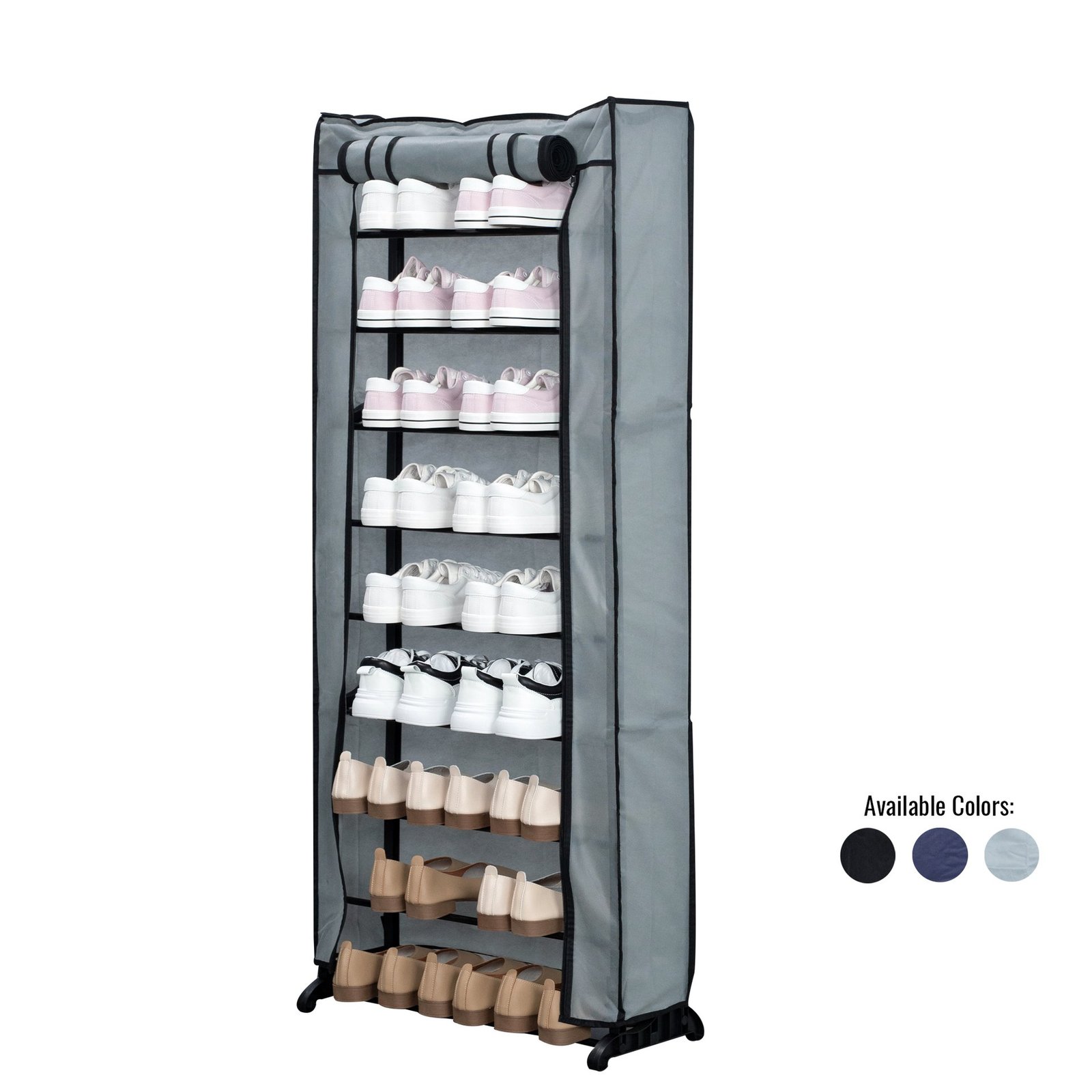 Herzberg HG-8076: 9-Tier Small Shoe Rack Organizer (Gray)