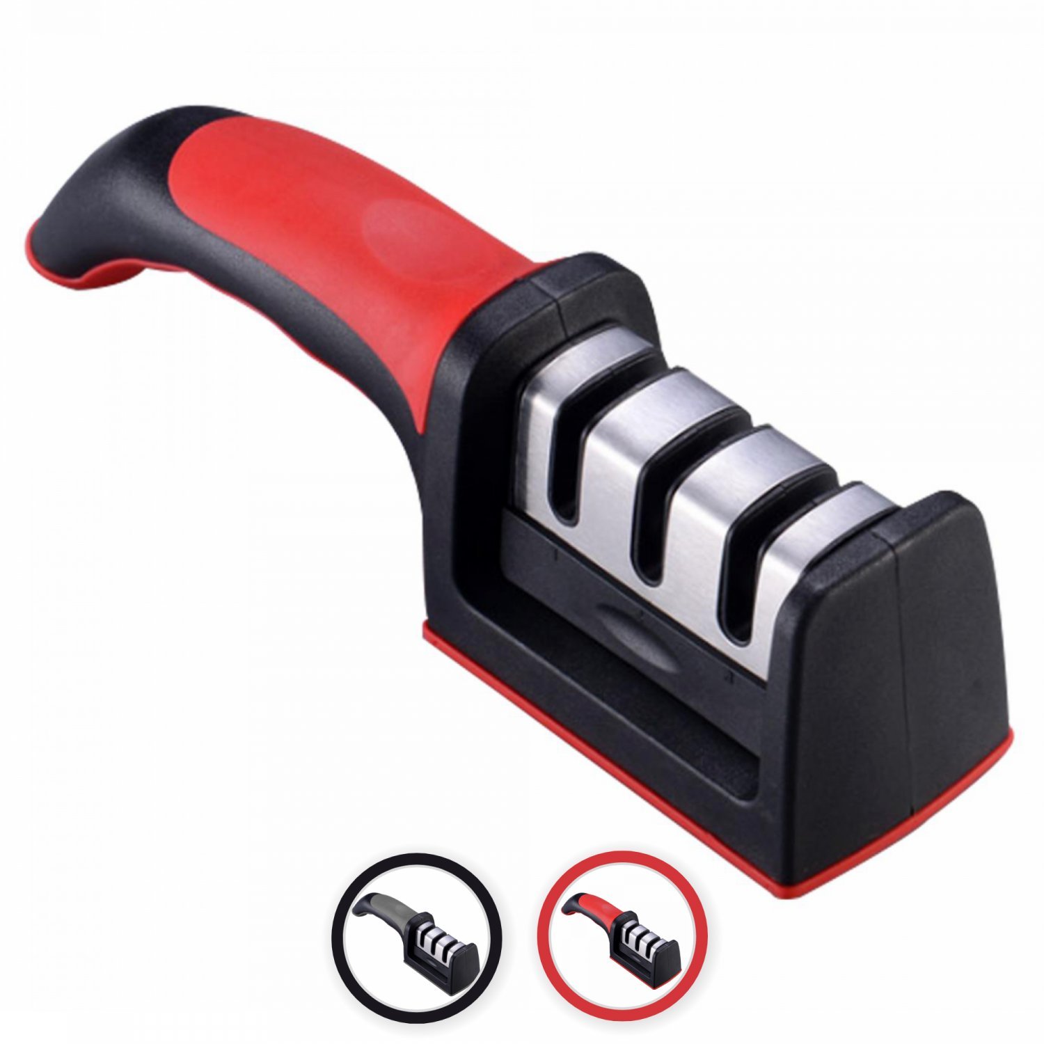 Herzberg HG-8101: Sturdy Knife Sharpener (Red/Black)
