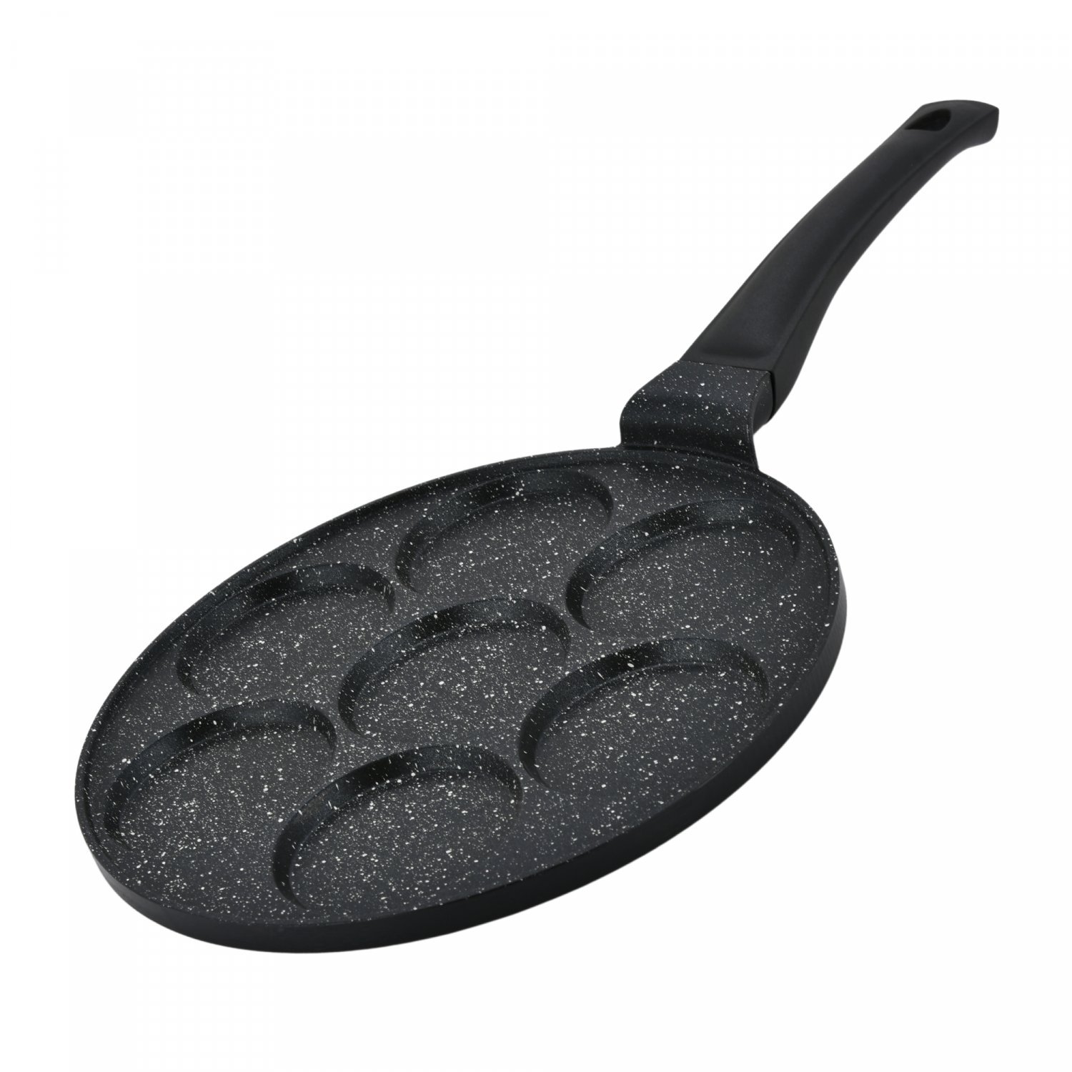 Herzberg HG-CP267HO: 26cm Marble Coated Pancake & Crepe Pan – 7 Plain Slot