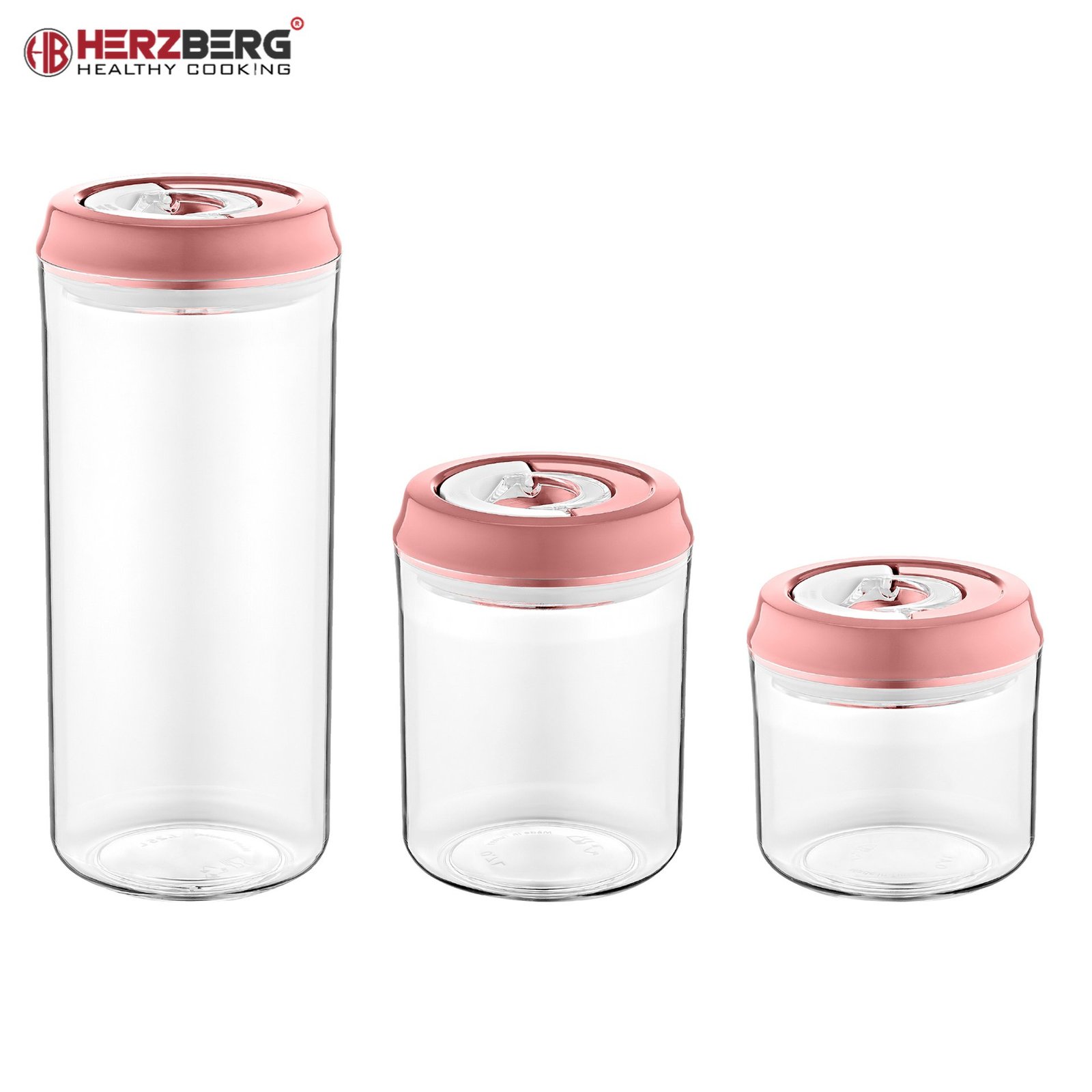 Herzberg Vacuum Storage Jar Set (Pink) - Image 2